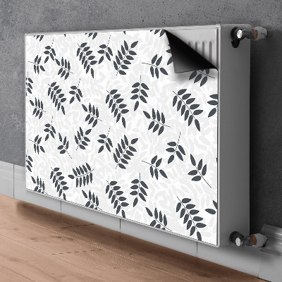 Magnetisk radiatorkåpa Svarta och gråa blad