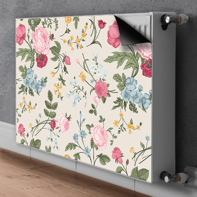 Magnetiskt radiatorskydd Färgglada blommor