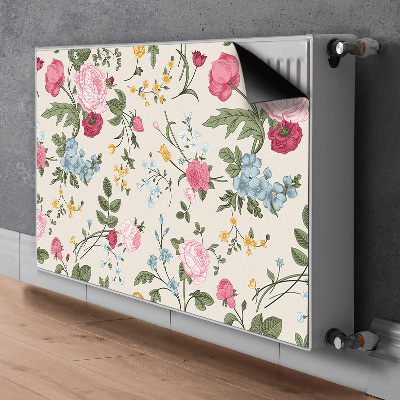 Magnetiskt radiatorskydd Färgglada blommor