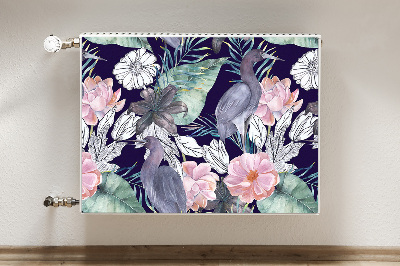 Magnetiskt radiatorskydd Fåglar i blommor