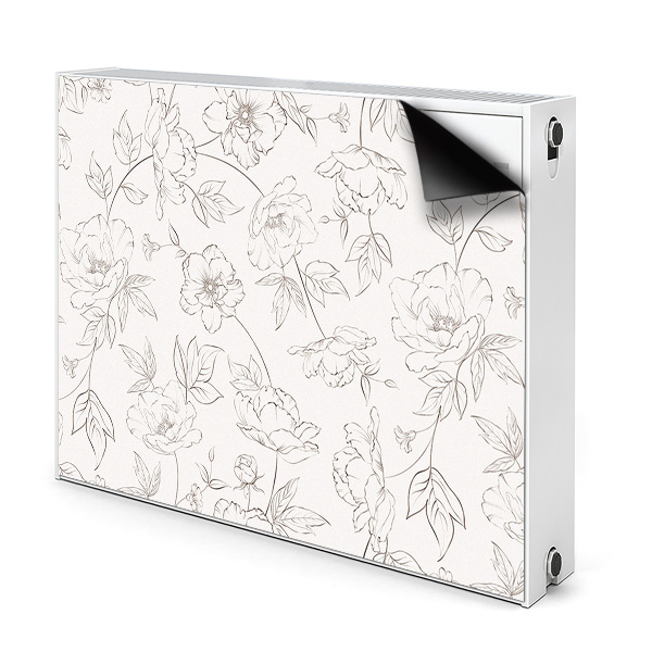 Magnetiskt radiatorskydd Skissade blommor