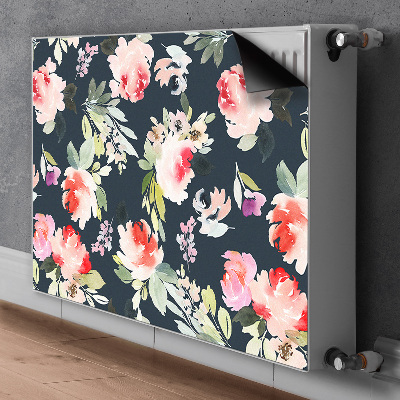 Magnetiskt radiatorskydd Målade blommor