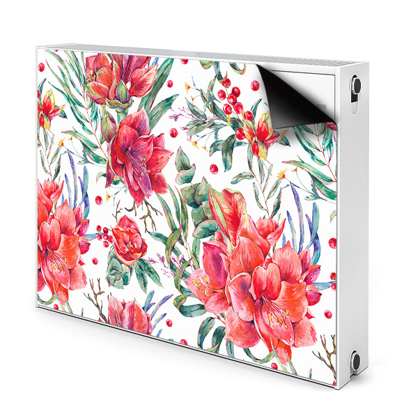 Magnetisk radiatorkåpa Röda blommor