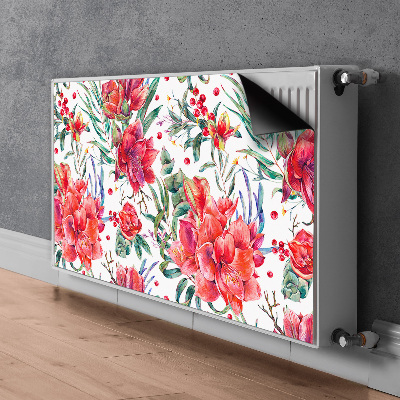 Magnetisk radiatorkåpa Röda blommor