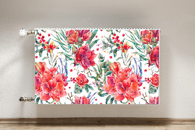 Magnetisk radiatorkåpa Röda blommor