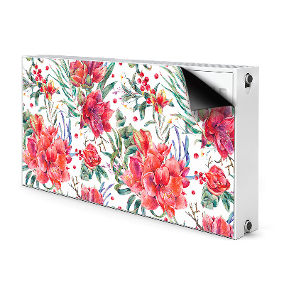 Magnetisk radiatorkåpa Röda blommor