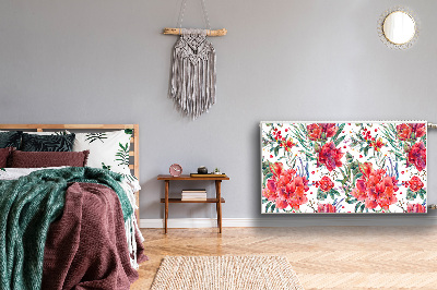 Magnetisk radiatorkåpa Röda blommor