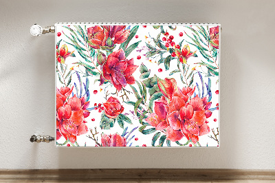 Magnetisk radiatorkåpa Röda blommor
