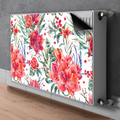 Magnetisk radiatorkåpa Röda blommor