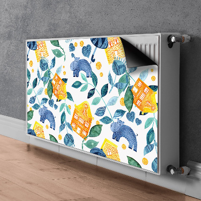 Magnetiskt radiatorskydd Flodhästar och hus
