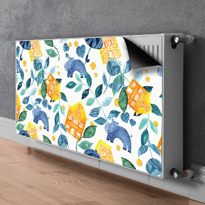 Magnetiskt radiatorskydd Flodhästar och hus