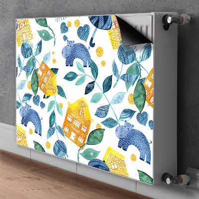 Magnetiskt radiatorskydd Flodhästar och hus