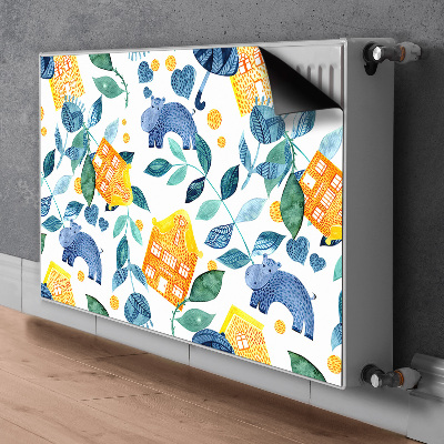 Magnetiskt radiatorskydd Flodhästar och hus