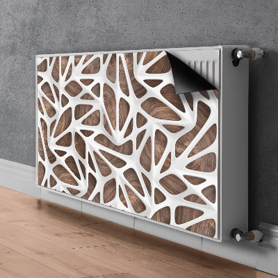 Magnetisk radiatorkåpa Vitt nät på trä