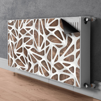 Magnetisk radiatorkåpa Vitt nät på trä