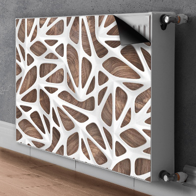 Magnetisk radiatorkåpa Vitt nät på trä