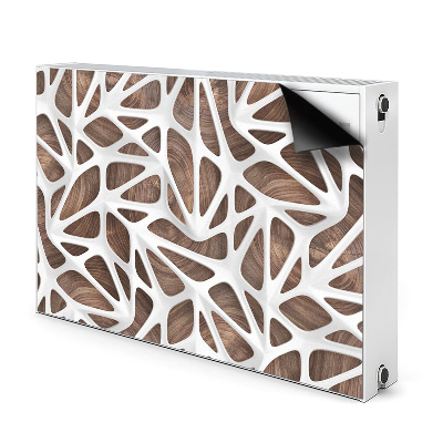 Magnetisk radiatorkåpa Vitt nät på trä