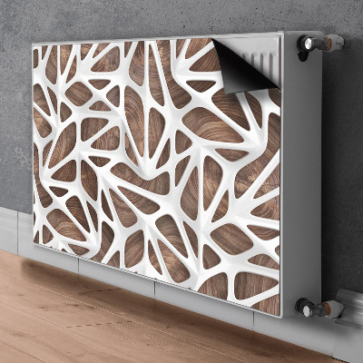 Magnetisk radiatorkåpa Vitt nät på trä