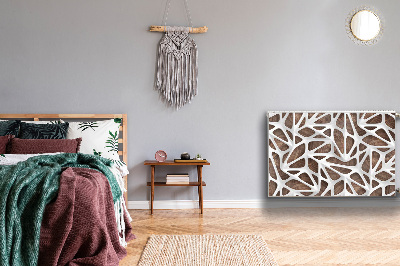 Magnetisk radiatorkåpa Vitt nät på trä