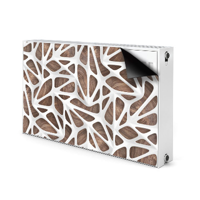 Magnetisk radiatorkåpa Vitt nät på trä