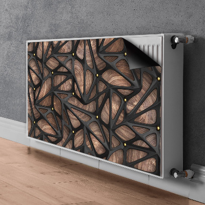 Magnetisk radiatorkåpa Svart nät på trä
