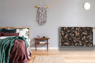 Magnetisk radiatorkåpa Svart nät på trä