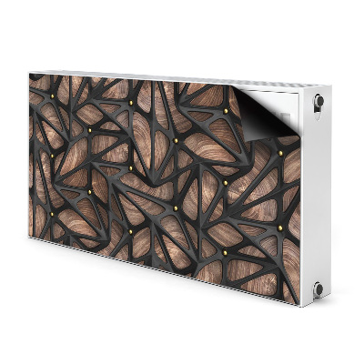 Magnetisk radiatorkåpa Svart nät på trä