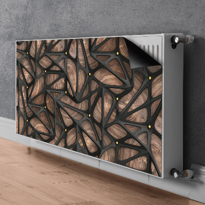 Magnetisk radiatorkåpa Svart nät på trä