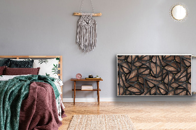 Magnetisk radiatorkåpa Svart nät på trä