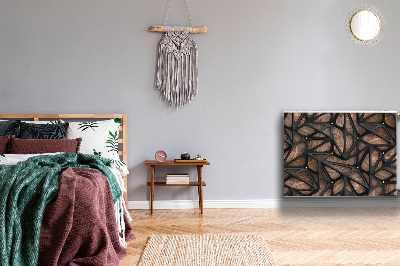 Magnetisk radiatorkåpa Svart nät på trä