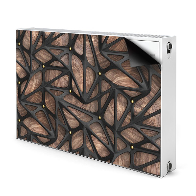 Magnetisk radiatorkåpa Svart nät på trä