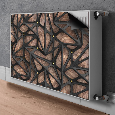 Magnetisk radiatorkåpa Svart nät på trä