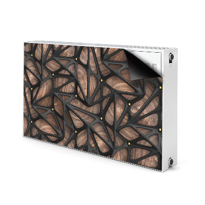 Magnetisk radiatorkåpa Svart nät på trä