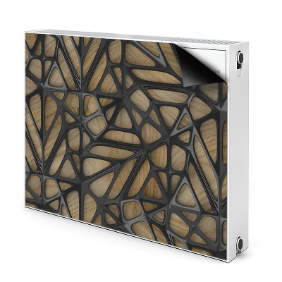 Magnetisk radiatorkåpa Svart mönster på trä