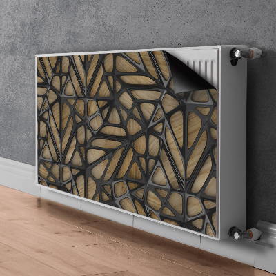 Magnetisk radiatorkåpa Svart mönster på trä