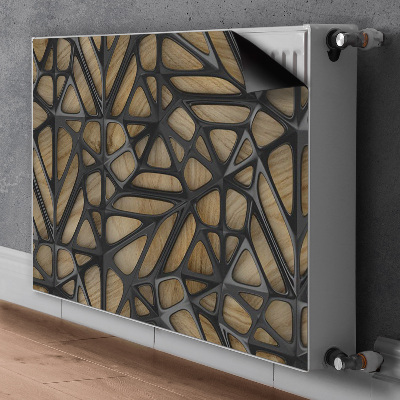 Magnetisk radiatorkåpa Svart mönster på trä