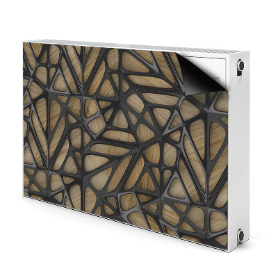 Magnetisk radiatorkåpa Svart mönster på trä