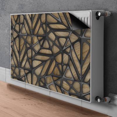 Magnetisk radiatorkåpa Svart mönster på trä
