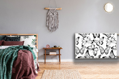 Magnetisk radiatorkåpa Svart och vit fjäril