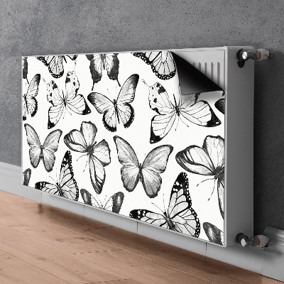 Magnetisk radiatorkåpa Svart och vit fjäril