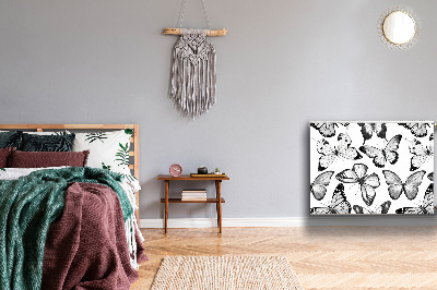 Magnetisk radiatorkåpa Svart och vit fjäril