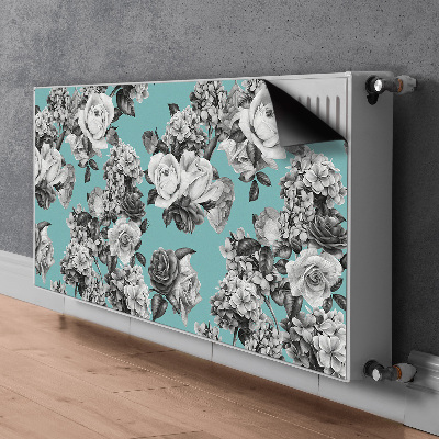 Magnetisk radiatorkåpa Svarta och vita rosor