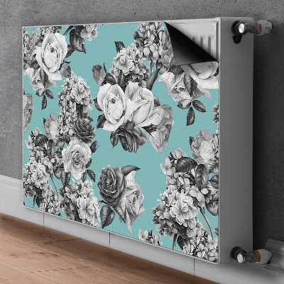 Magnetisk radiatorkåpa Svarta och vita rosor
