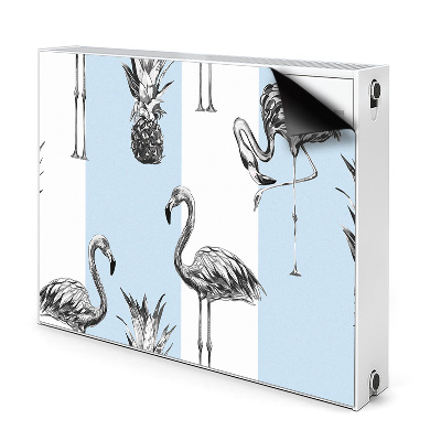 Magnetisk radiatorkåpa Flamingo och ananas