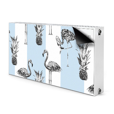 Magnetisk radiatorkåpa Flamingo och ananas