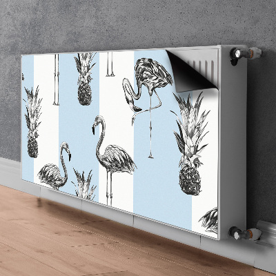 Magnetisk radiatorkåpa Flamingo och ananas