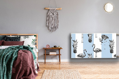 Magnetisk radiatorkåpa Flamingo och ananas