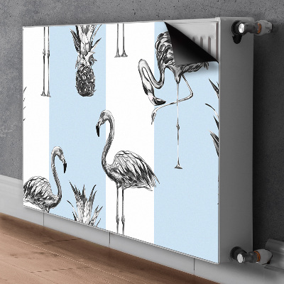Magnetisk radiatorkåpa Flamingo och ananas