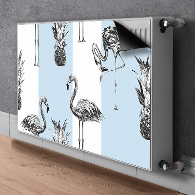 Magnetisk radiatorkåpa Flamingo och ananas