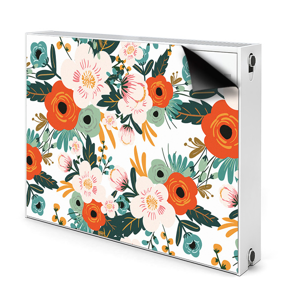 Magnetiskt radiatorskydd Färgglada blommor